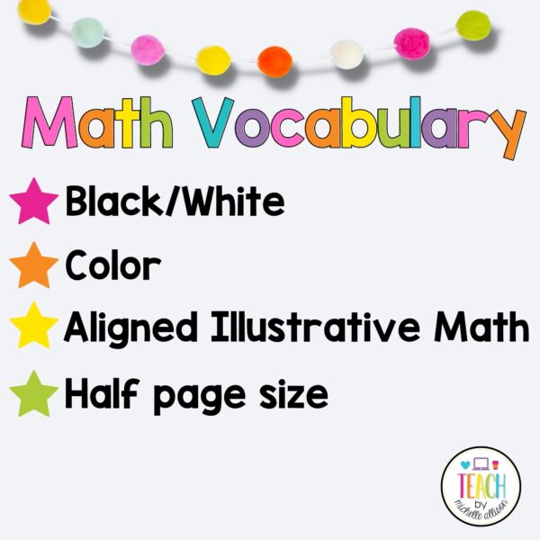 first grade math vocabulary cards