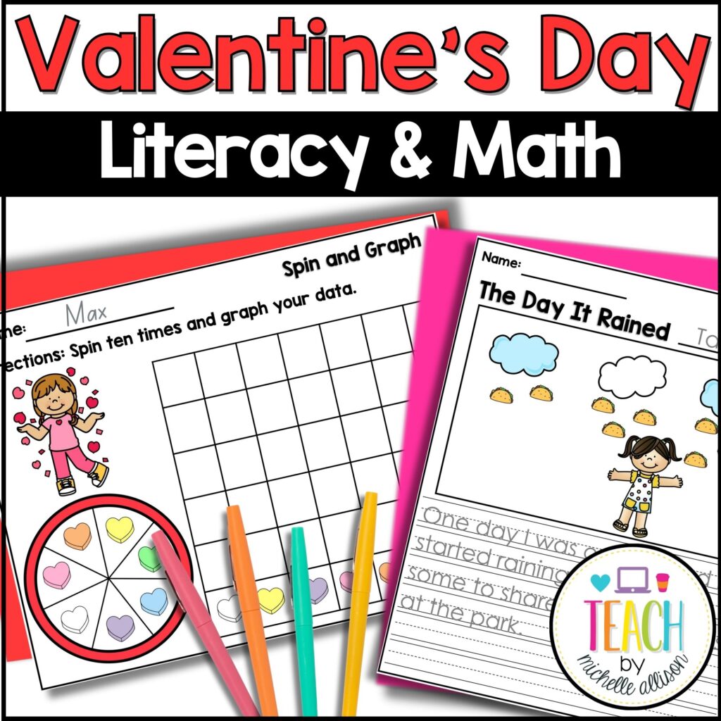 A listing for valentine's day activities that shows a valentine's day math activity and a valentine's day writing activity.