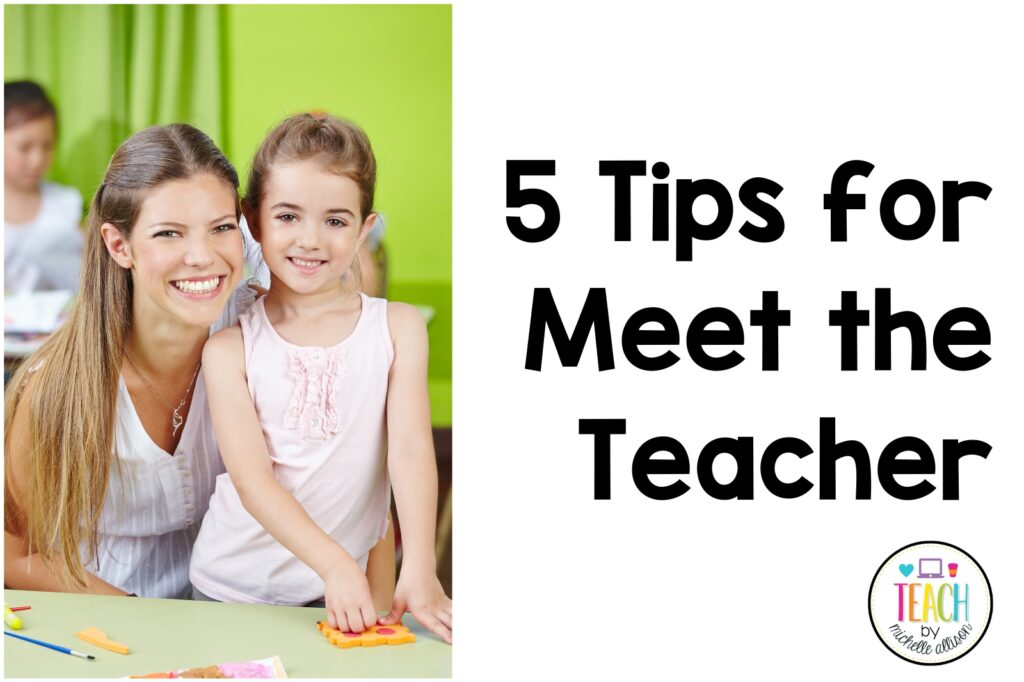 A teacher and a student together at a meet the teacher night or open house.