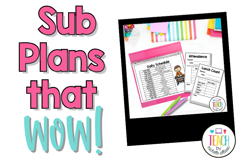 an editable sub plan template is shown in a sub binder.