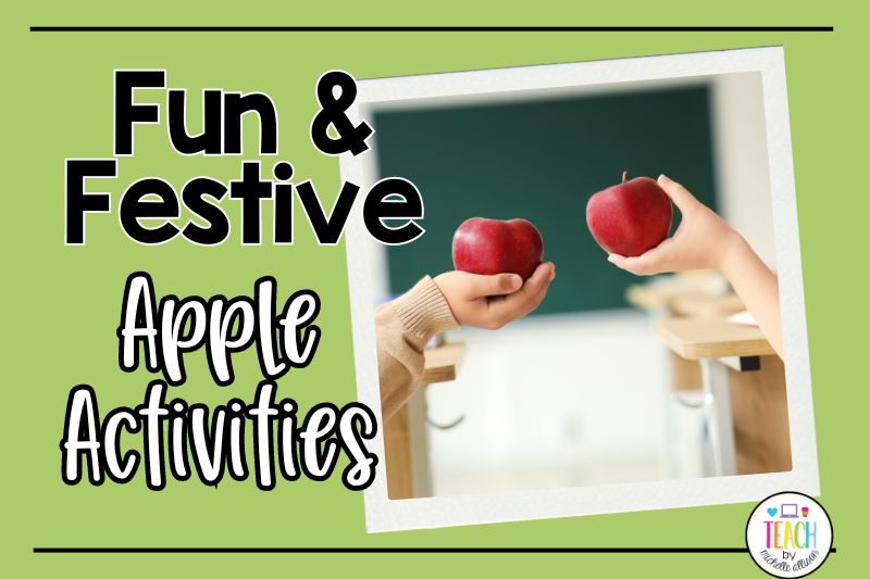 A green background with the words Fun and Festive Apple Activities