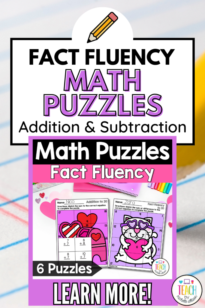 Write your own story problems is written in pink and black text. An image shows a set of valentine's day story problems with a word bank and word problem recording sheet.