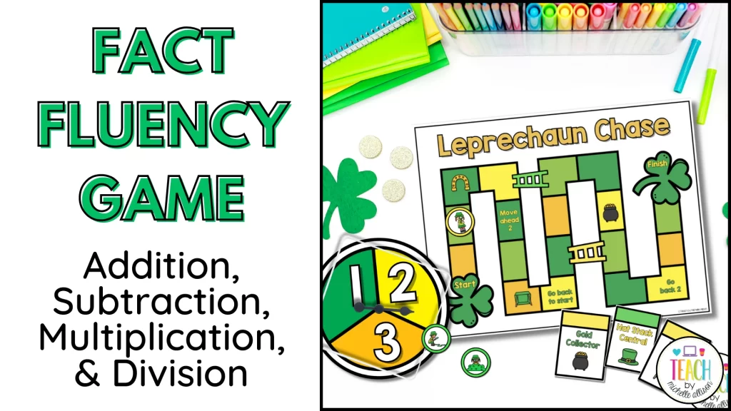 St. Patrick's Day board game shown on a student desk.