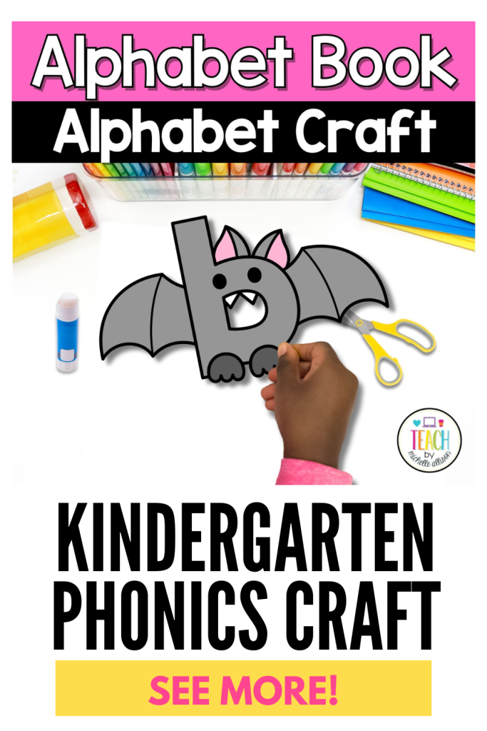 Printable Letter B alphabet craft featuring a bat to help preschool and kindergarten students practice letter recognition, beginning sounds, and phonics through hands-on learning.