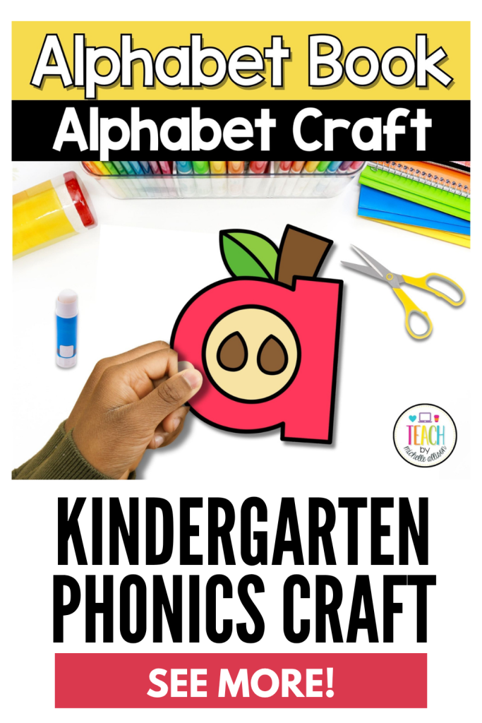 Child completing a printable alphabet letter craft during a kindergarten phonics lesson to practice letter recognition and beginning sounds.