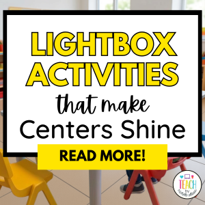 Lightbox activities for literacy and math centers that engage elementary students with hands-on, independent learning.